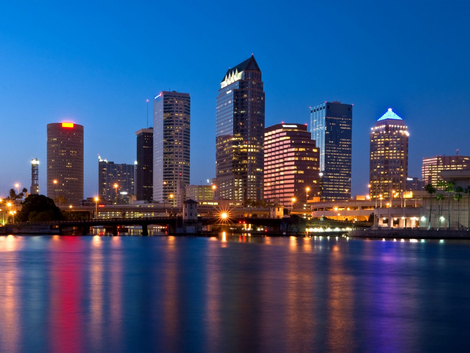 Downtown,Tampa,Florida,Skyline,At,Night